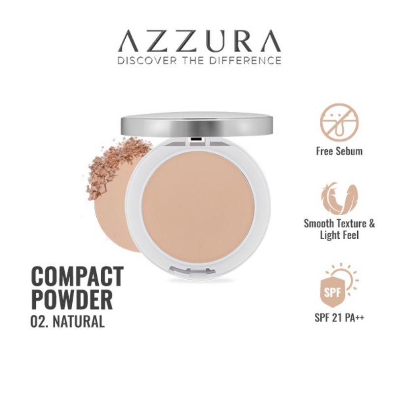 Azzura Compact Powder 14gr | Azzura Bedak Compact Padat Tempat Kaca