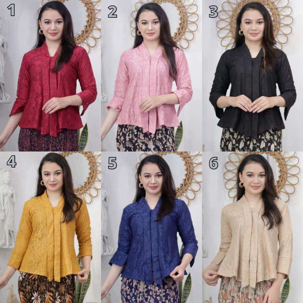 Kebaya Modern Atasan Floy Brukat Grey dan Lainnya