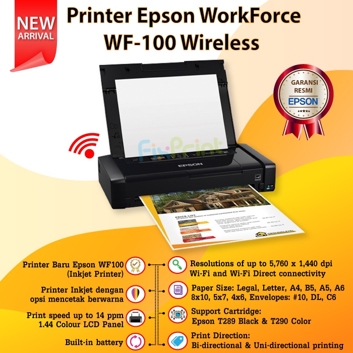 Printer Epson Inkjet WorkForce WF-100 WF100 WF 100 wf100 Wireless New