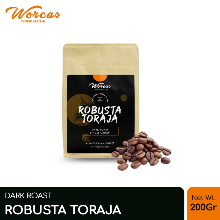 

vf0100f Worcas Kopi Robusta Toraja 200Gr - Medium Dark Roast - Kopi Biji Ds20X11