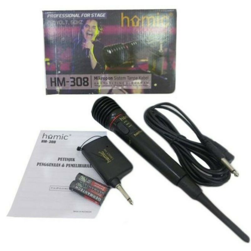 Mic Wireless Homic HM308 / Mic Karaoke Tanpa Kabel