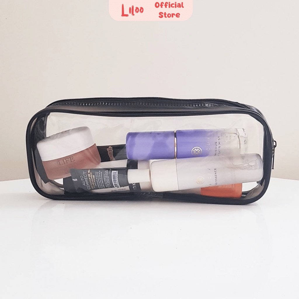 

Tempat Flashee Pensil Kotak Pensil Hitam Dompet Pouch PVC Transparan Resleting Kapasitas Besar Organizer Pouch Multifungsi Simple Minimalis Aesthetic