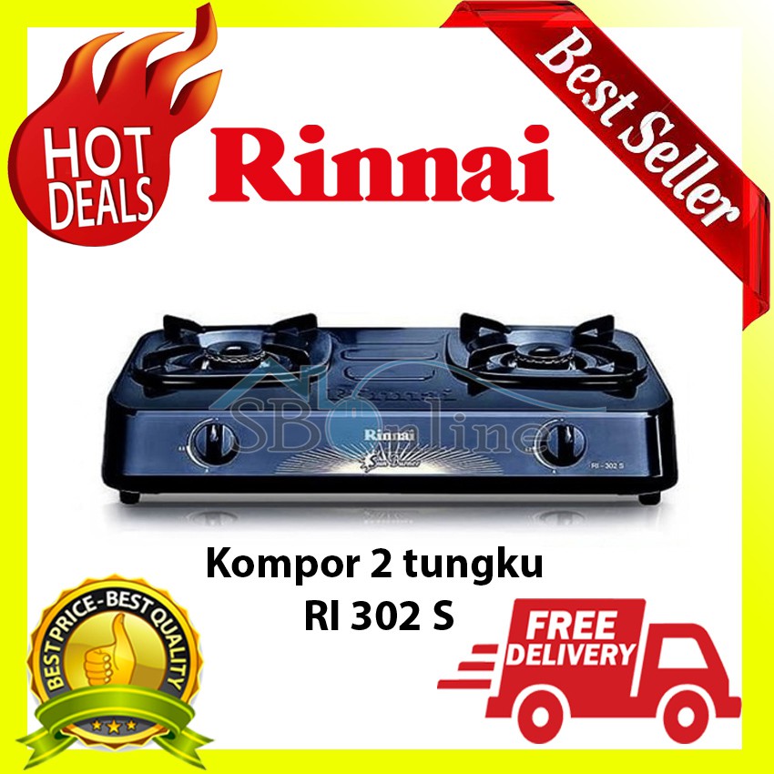 Kompor Gas 2 Tungku by Rinnai - RI 302 S - Gas Stove