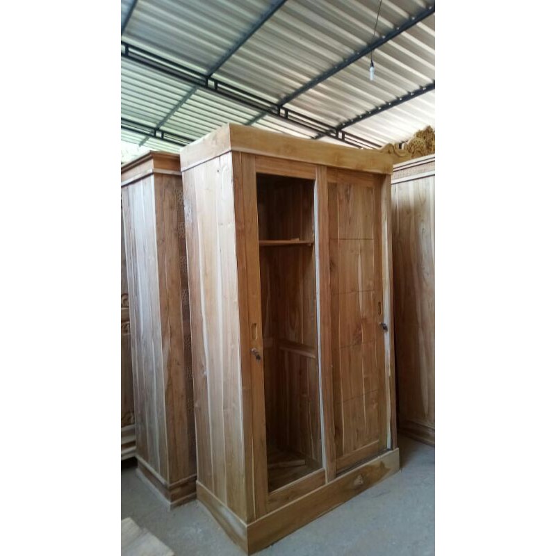 lemari sleding kayu jati mentahan