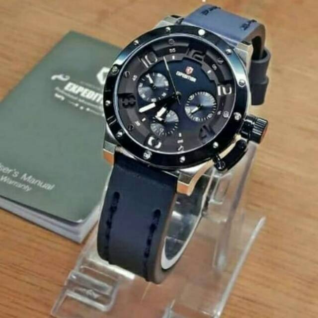 JAM TANGAN WANITA EXPEDITION BLUE GOLD KULIT EP6381 ORIGINAL