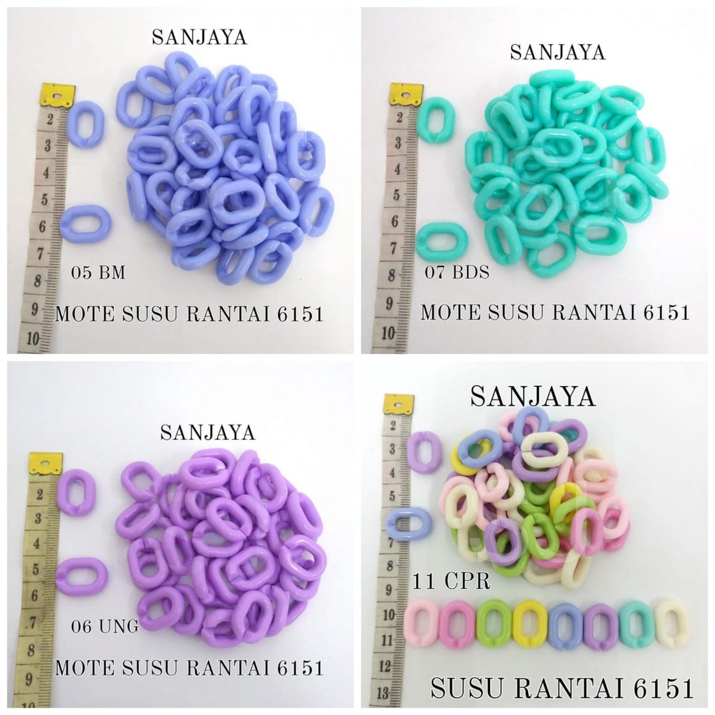 RANTAI SUSU / RANTAI SUSUN / RANTAI PLASTIK WARNA WARNI / STRAP MASKER / CONNECTOR MASKER / MOTE SUSU RANTAI 6151