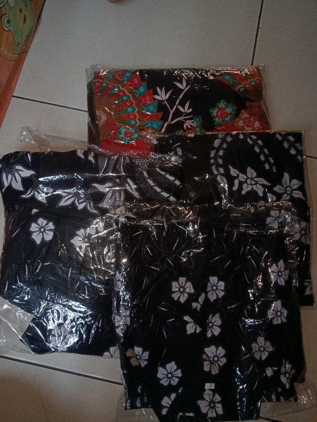 Batik Couple Pria Wanita Dewasa Dan Hem/gamis Anak Motif Kipas (bisa Cod)