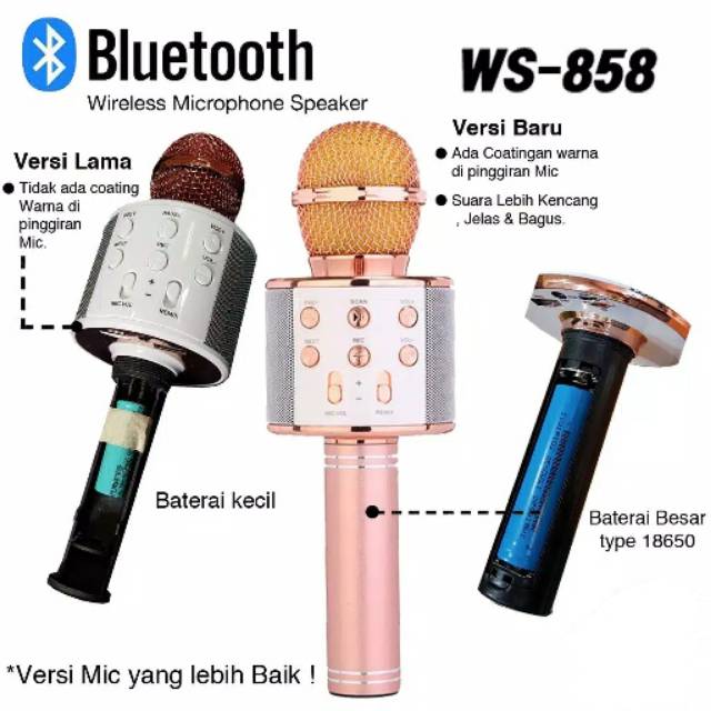 Mic Karaoke Ws 858 Mic Bluetooth Ws 858 Shopee Indonesia