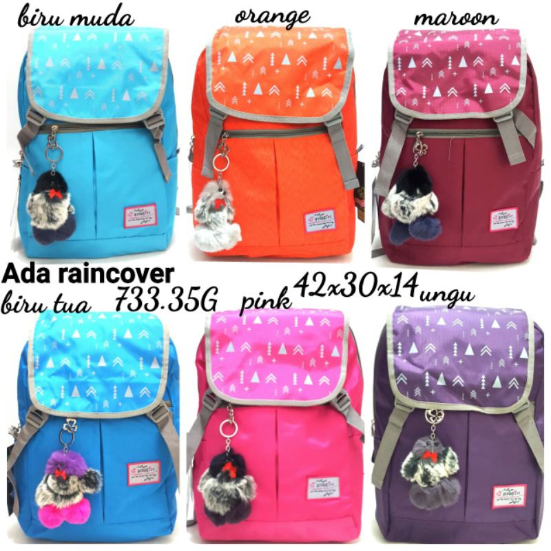TAS RANSEL SEKOLAH TERBARU ANAK CEWEK TERMURAH ADA RAINCOVER  ALTOGIRL 733 35 G free gantungan kunci