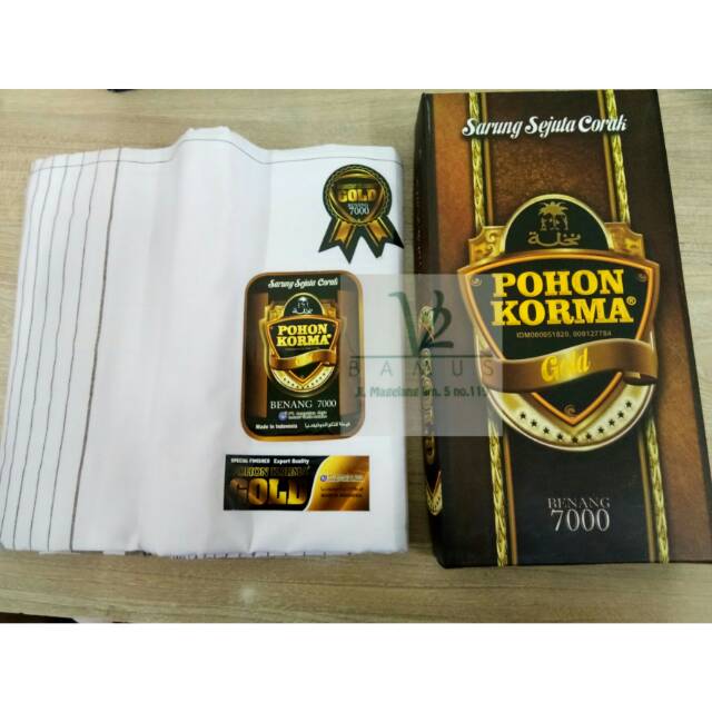 Sarung Pohon Korma Gold Polos Putih