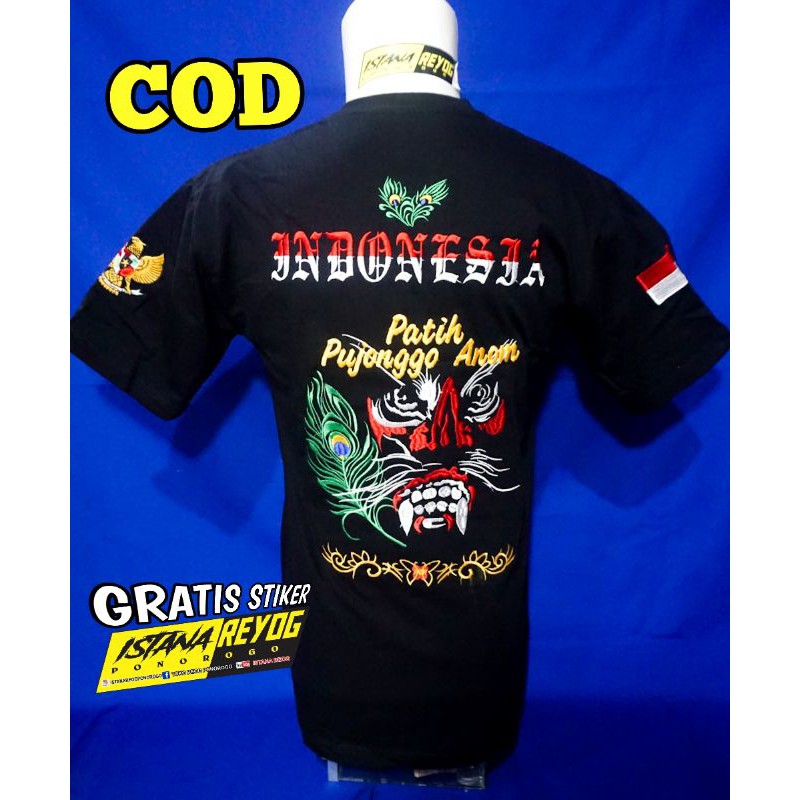 KAOS BORDIR BUDAYA REOG PONOROGO / KAOS GANONG / KAOS BORDIR   / KAOS JARANAN / BUJANGGANONG