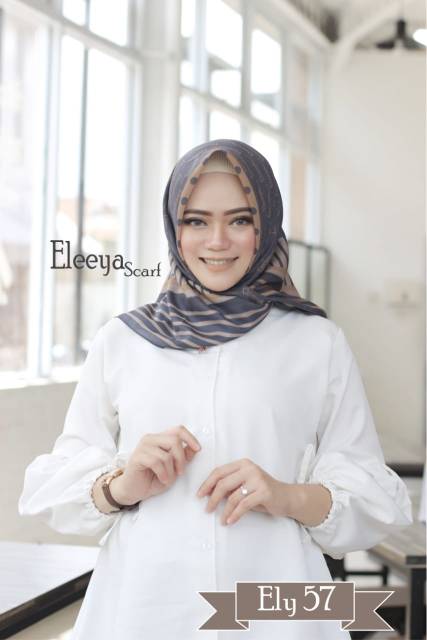 HIJAB SEGIEMPAT MOTIF ELY 57||  ELEEYA SCARF