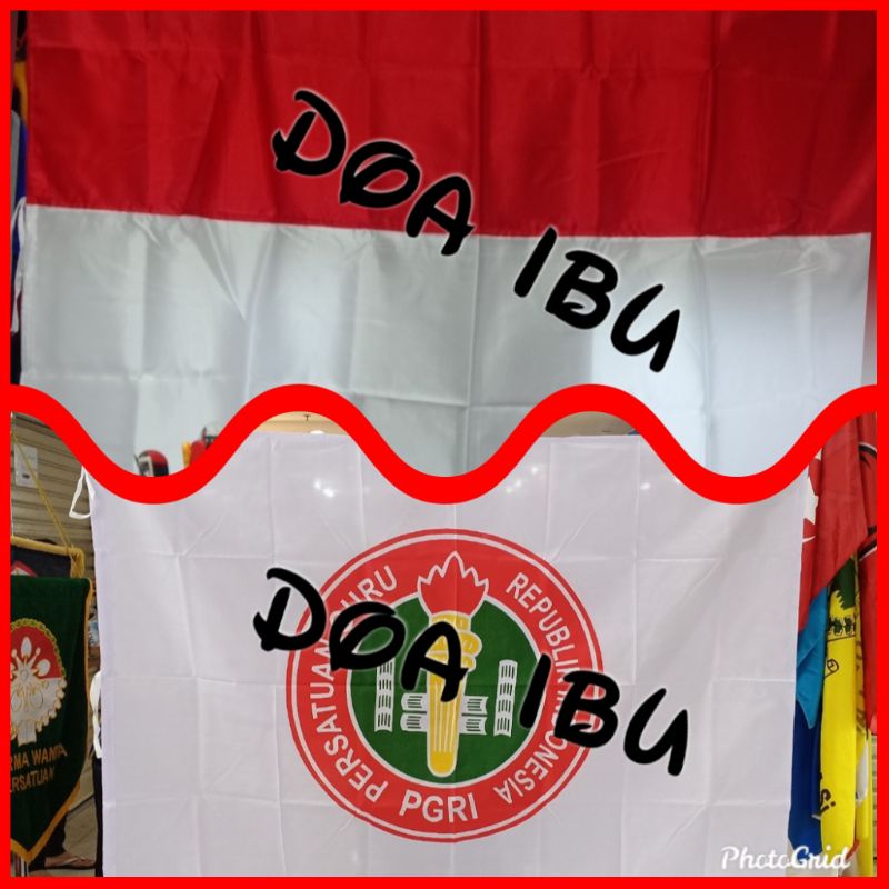 

best seller paket isi 2 bendera metah putih+bendera PGRI 90cm x 135cm ready stock