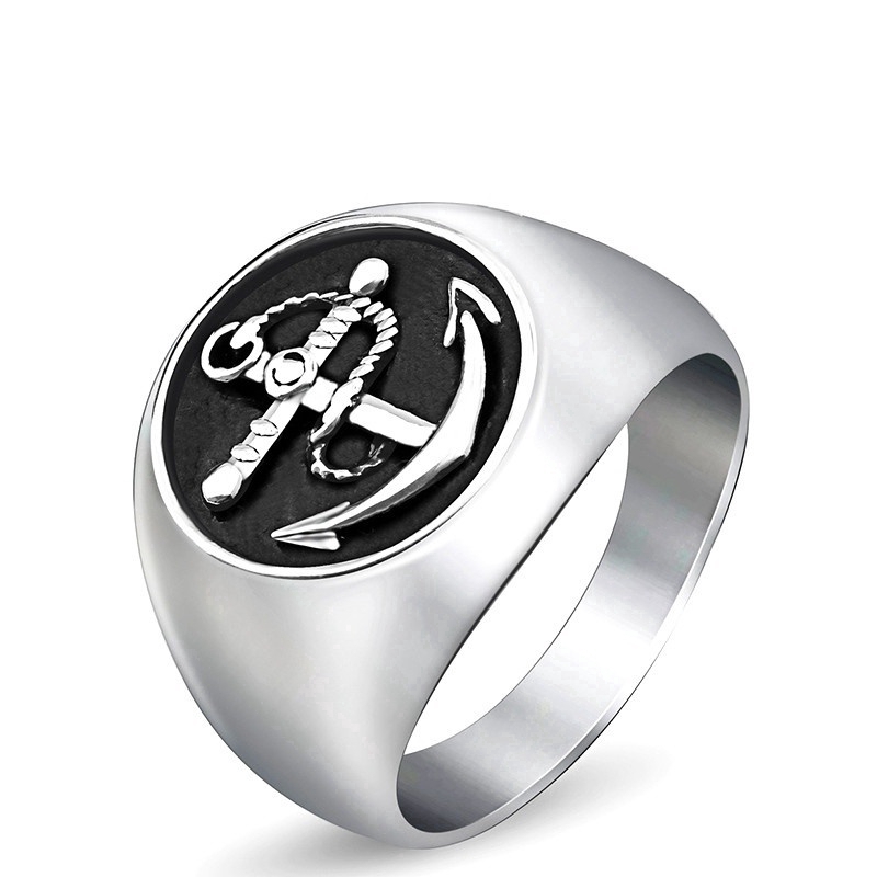 Fashion Jewelry Men's Stainless Steel Anchor Ring