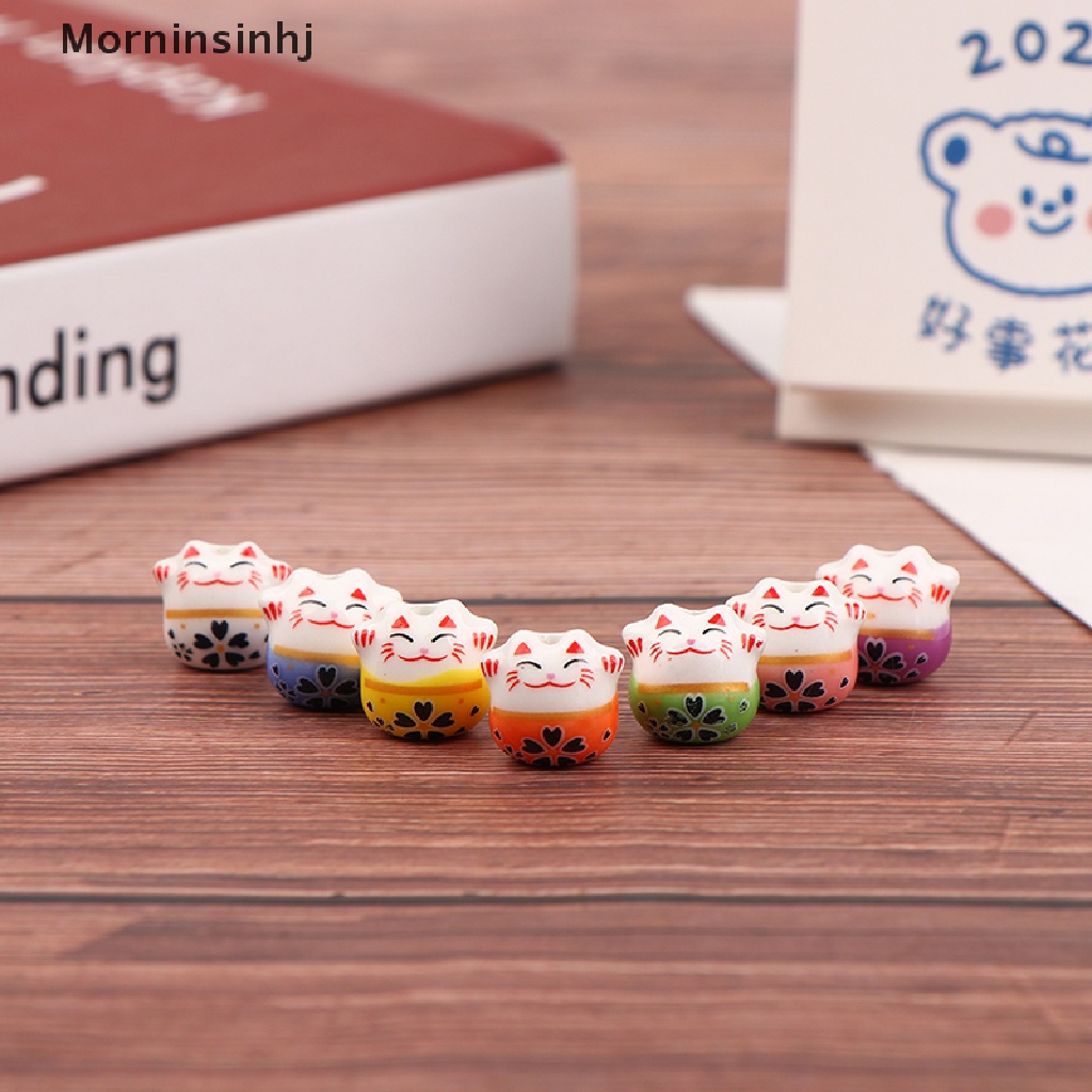 Mornin 5Pcs 14mm Lucky Cat Ceramic Beads Diy Gelang Kalung Aksesoris Lubang Longgar Perhiasan Manik-Manik Porselen Untuk Membuat Perhiasan Gelang Hadiah id