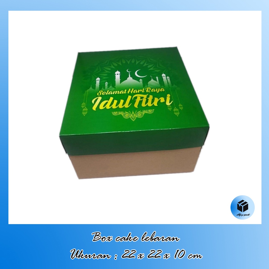 

( 5PCS ) BOX CAKE UKURAN 22X22X10 CM TEMA HARI RAYA IDUL FITRI DUS PACKAGING KEMASAN KUE LEBARAN GREEN