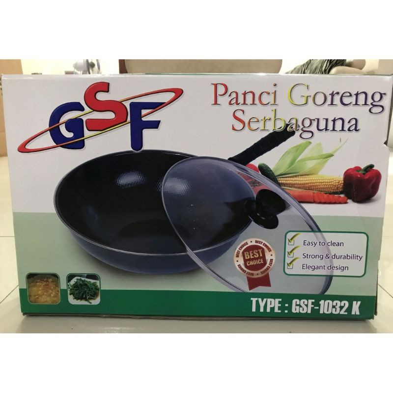 Panci Wajan Goreng Penggorengan GSF Serbaguna Non Stick Anti Lengket Tutup Kaca