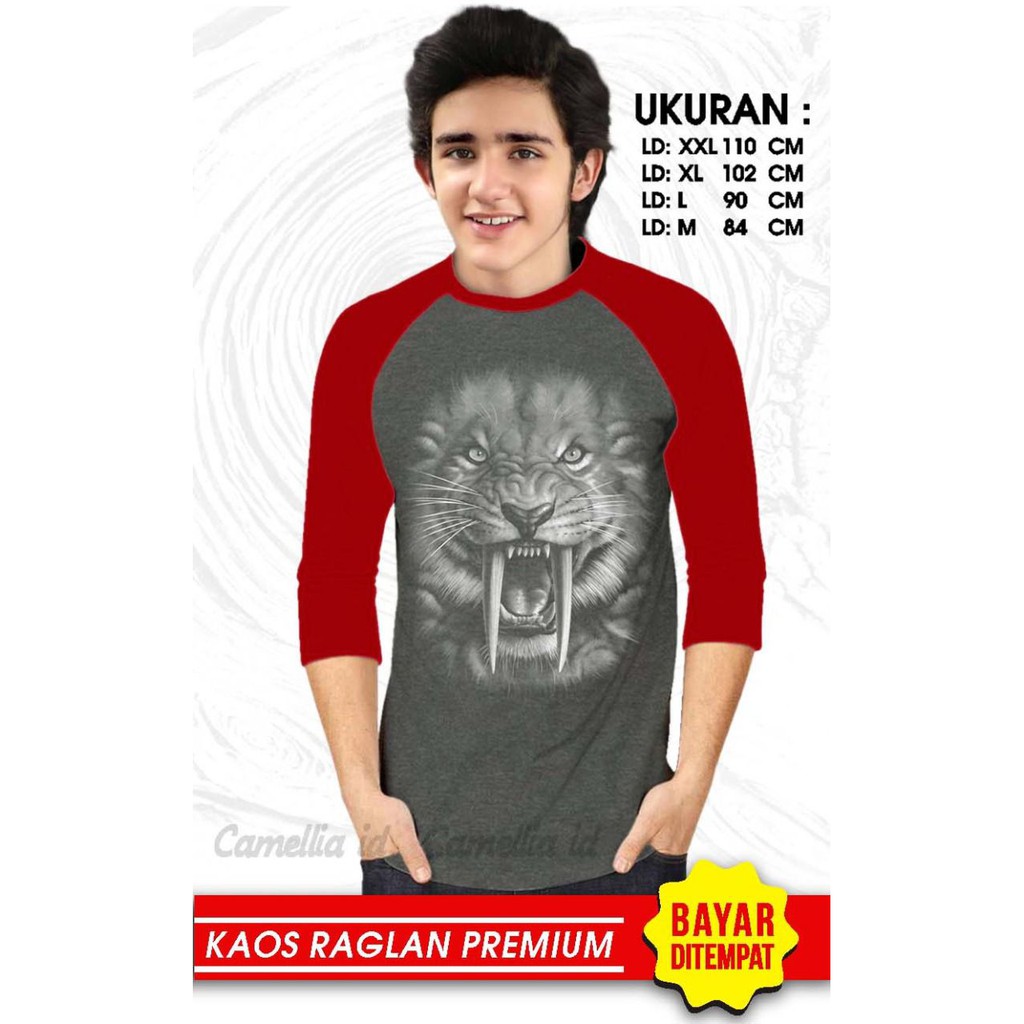 Kaos Raglan (MACAN)/Kaos Pria Lengan 3/4/ Kaos Pria/ Kaos Cowok/ Kaos Oblong/Misty/Kaos