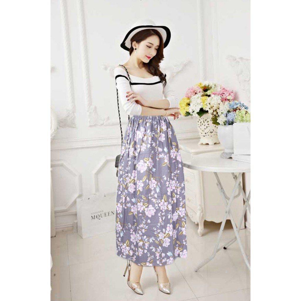 IZANY Rok Panjang Maxi Skirt-AMANDA GREY