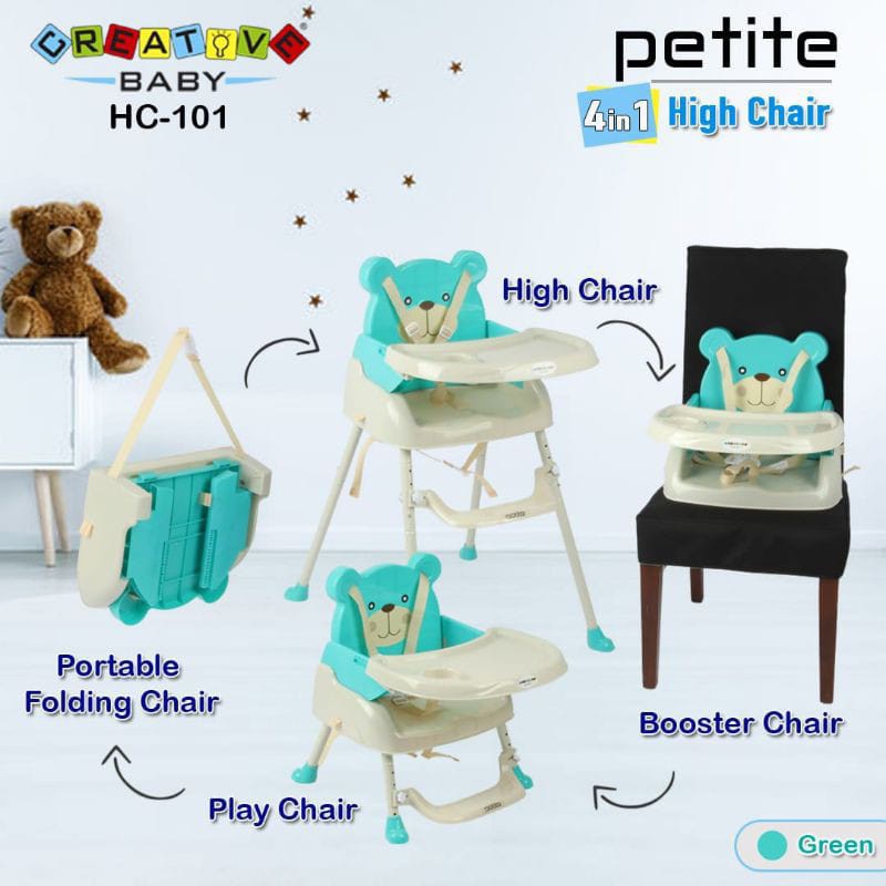 (READY STOCK) PETITE HIGH CHAIR CREATIVE BABY HC101 4 IN 1 BABY CHAIR / KURSI MAKAN BAYI