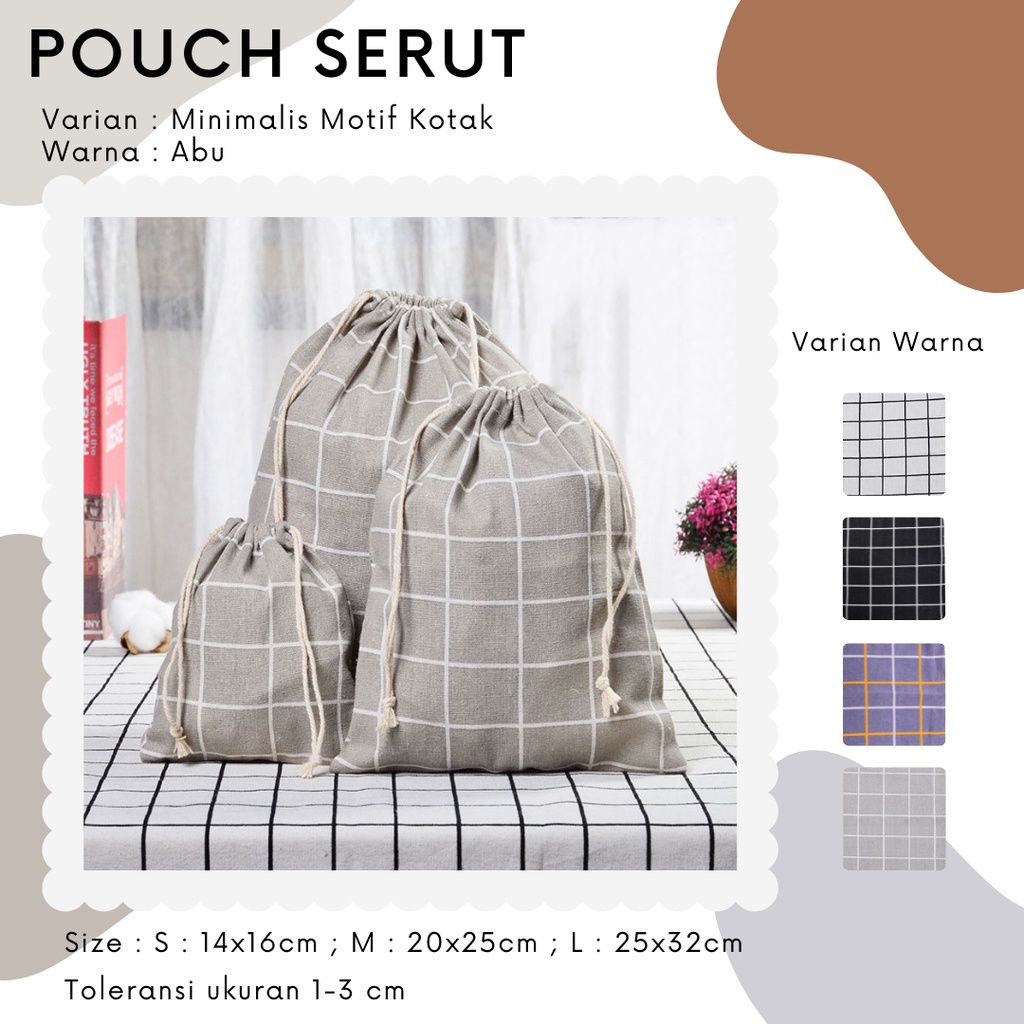 Pouch Serut Motif Kotak / Serbaguna / Souvenir / Hampers / Wrap