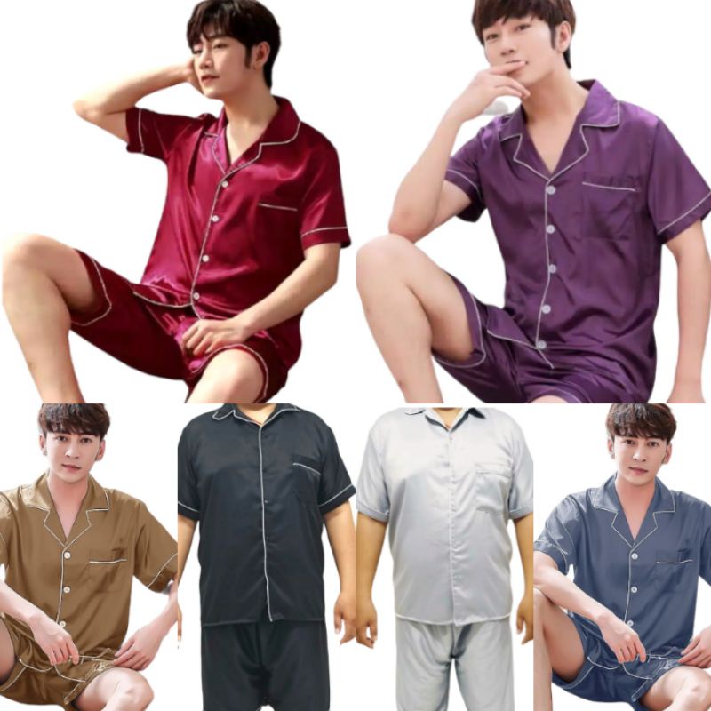 Piyama cowok JUMBO celana panjang dan pendek Set Baju Tidur Pria Setelan laki Pajamas Big size Laki