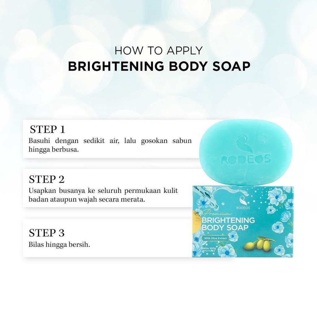 Rodeos Brightening Body Soap - Paket Bundling Isi 3pcs Sabun Mandi Pemutih Pencerah Kulit Badan