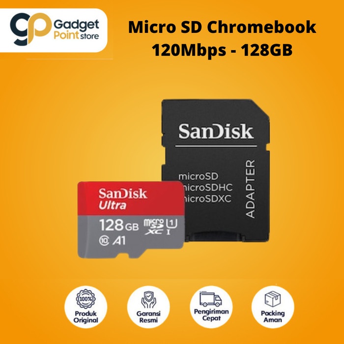 SanDisk Micro SD 128GB up to 140Mbps Chromebook Original - Garansi