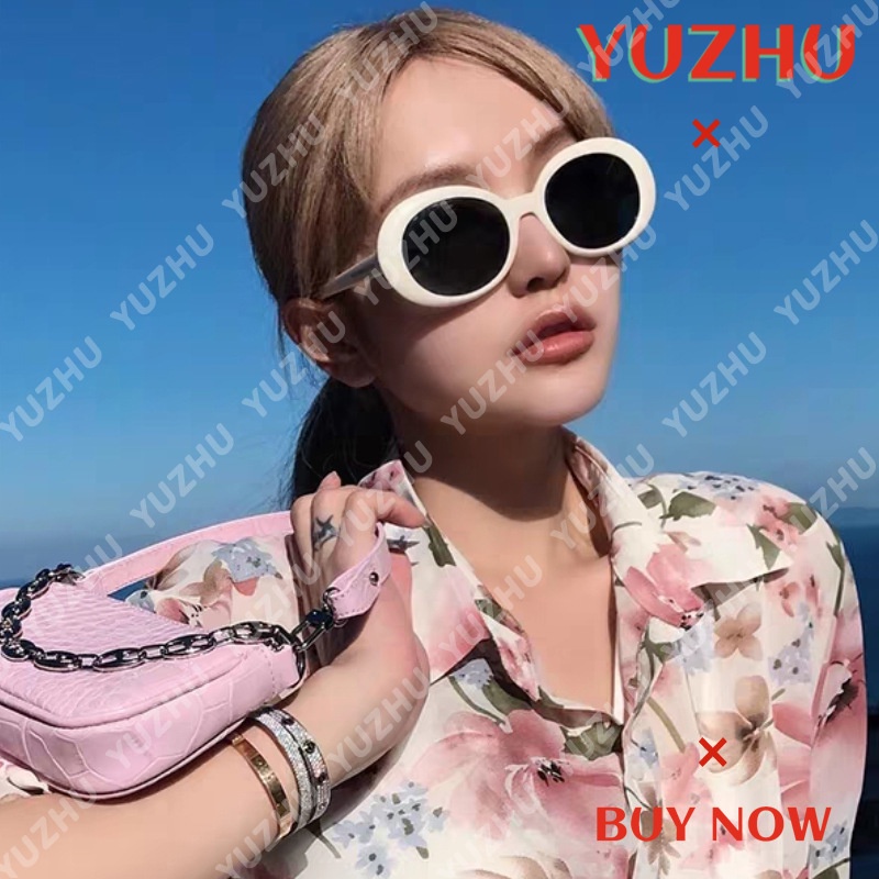 (YUZHU) Kacamata Hitam Pria / Wanita Model Retro Steampunk Rock Cool Trendy Oval untuk Pesta Sunglasses