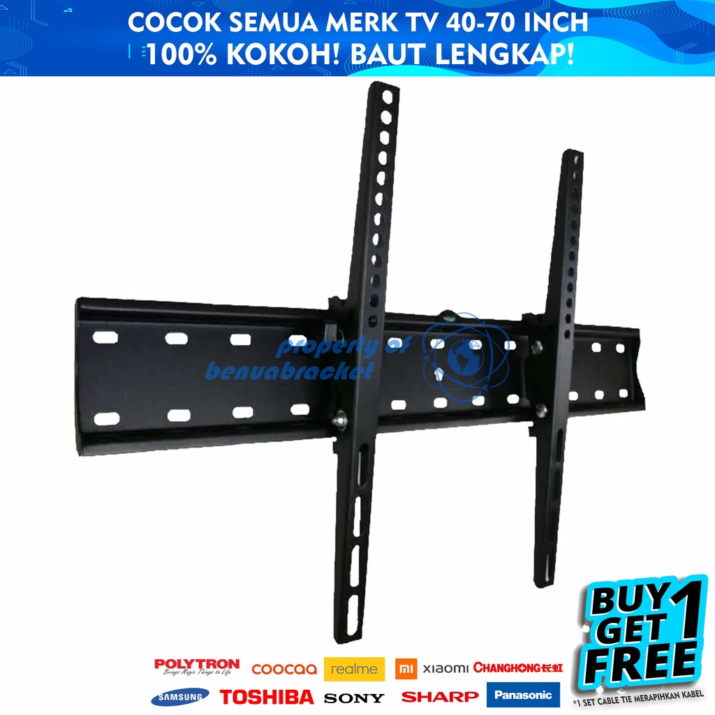 Bracket TV 32 43 55 50 40 42 60 49 65 70 75 Inch Dijamin Cocok LED LCD Plasma 32 - 75 In 2 Arah Universal Breket TV Briket TV Braket TV Gantungan TV Tembok Tempelan TV Dinding BB1 75T