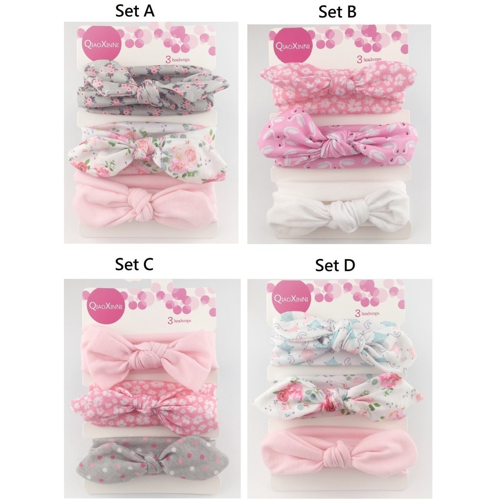 D36 (1 set 3 pcs) Satu set bandana bayi / headband anak  kain