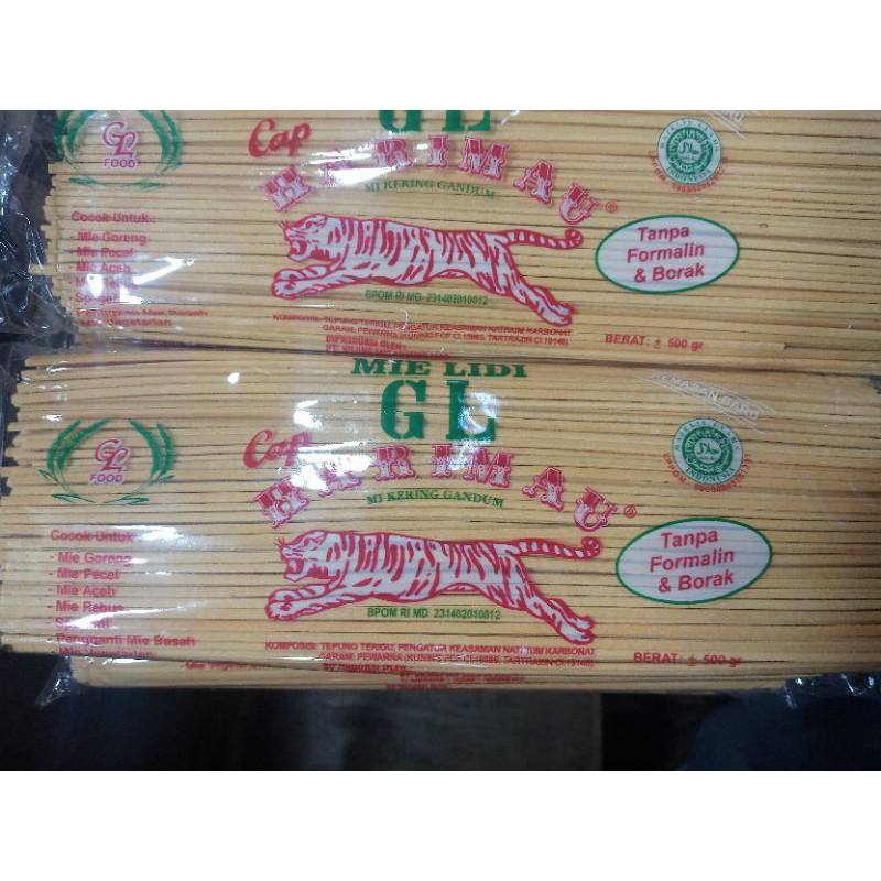 

Mie Lidi Kuning Cap Harimau 500gram