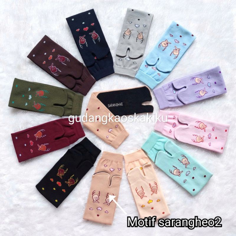 KAOS KAKI JEMPOL MOTIF SARANGHEO MUSLIMAH PANJANG MURAH TAPAK HITAM-3