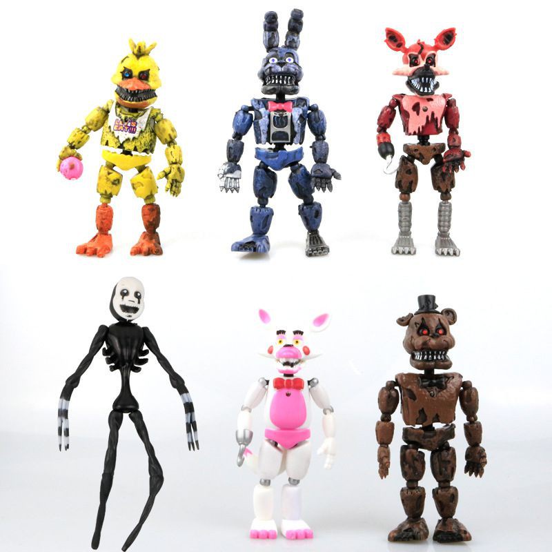 19cm 6pcs FNAF Five Nights At Freddy's Light Action Figures Game Toys Collection Boneka Doll