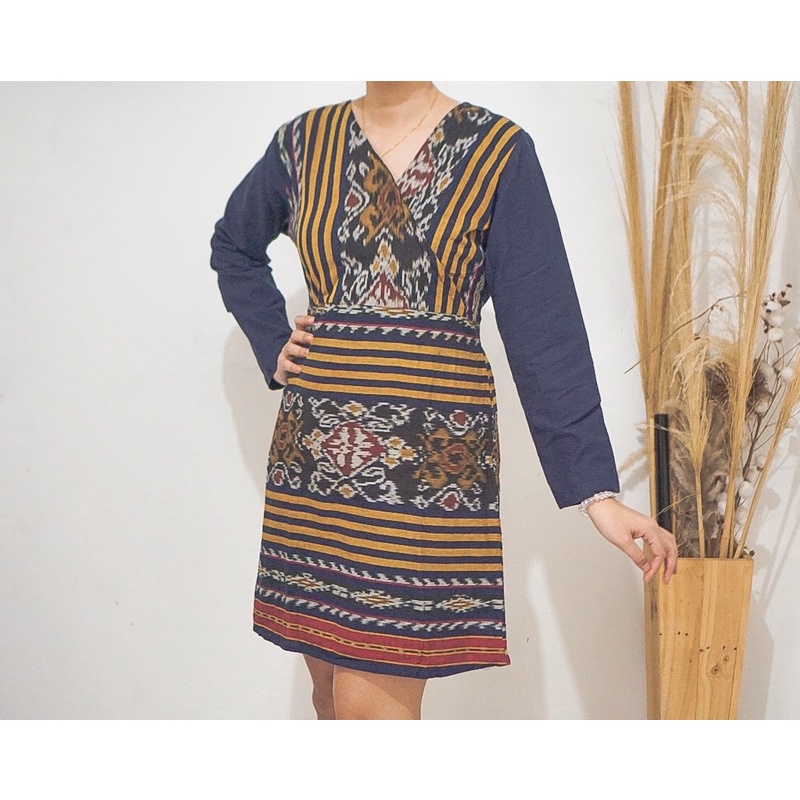 Etnic Dress/dress tenun/yellow