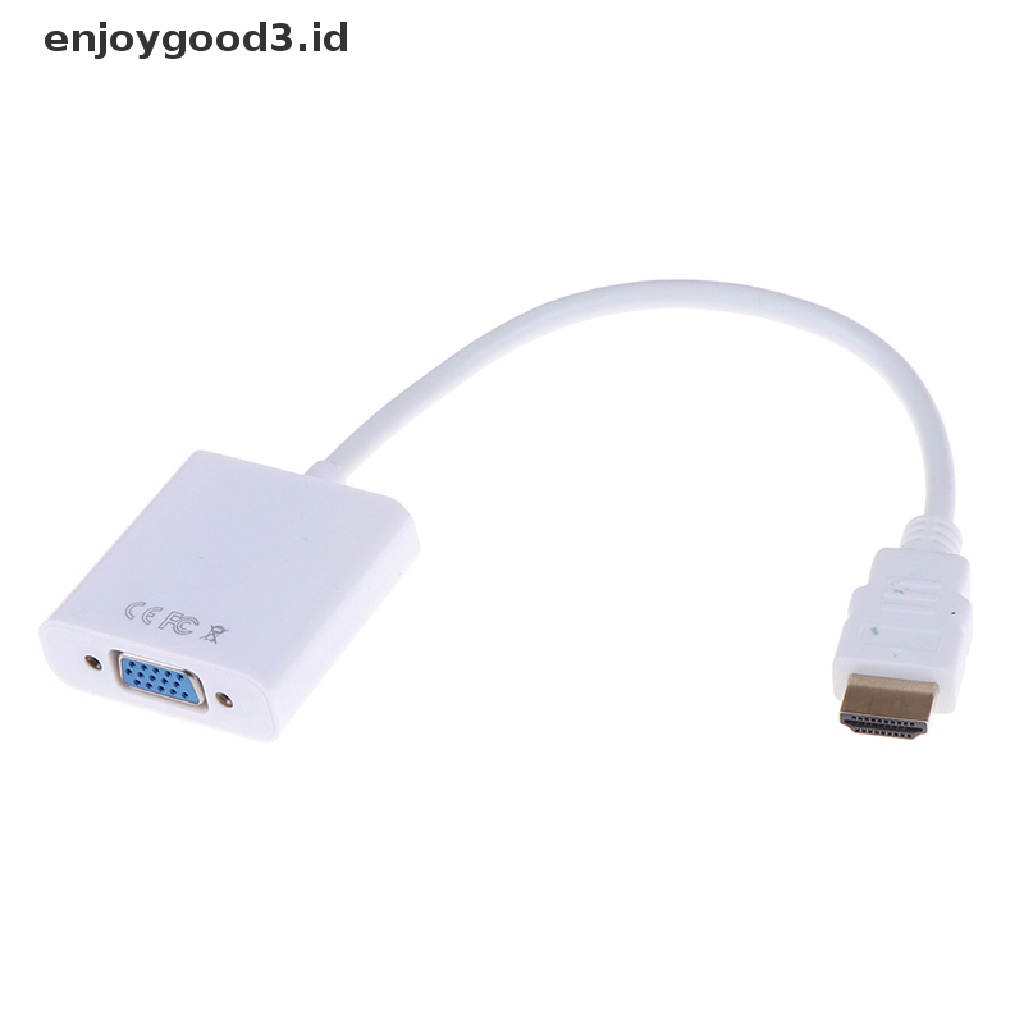 (Dd) 1pc Adapter Converter Hdmi Ke Vga Hd 1080p Warna Putih