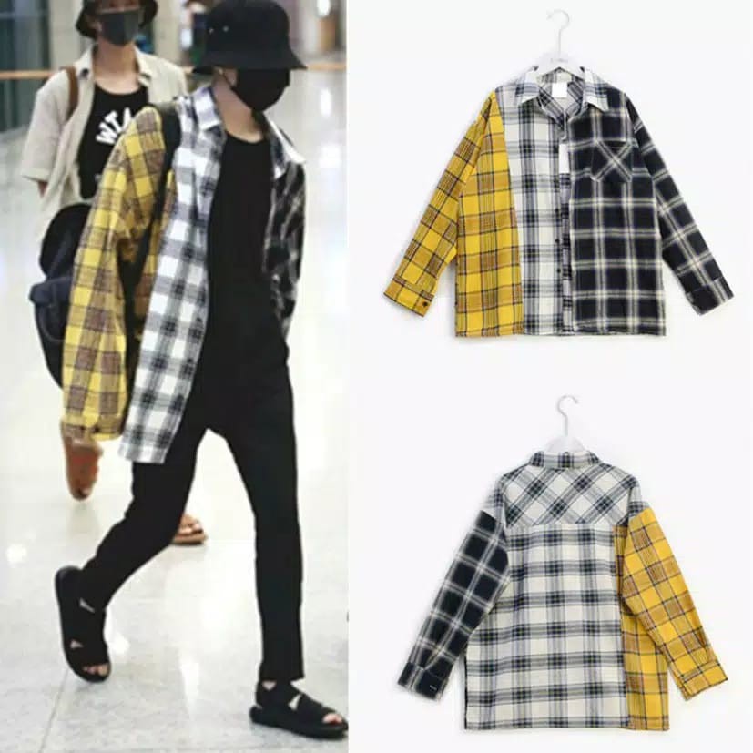 Ready KEMEJA JUNGKOOK SUGA BTS- KEMEJA KOTAK BANGTAN