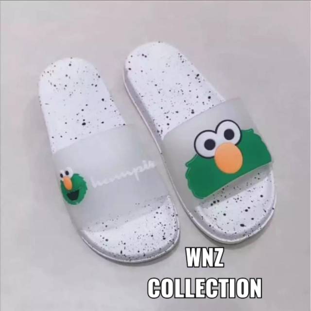 WnZcollection / Sandal Elmo Putih / Sandal Elmo Karet / Sandal Wanita / Flat Wanita / Sandal Bintik