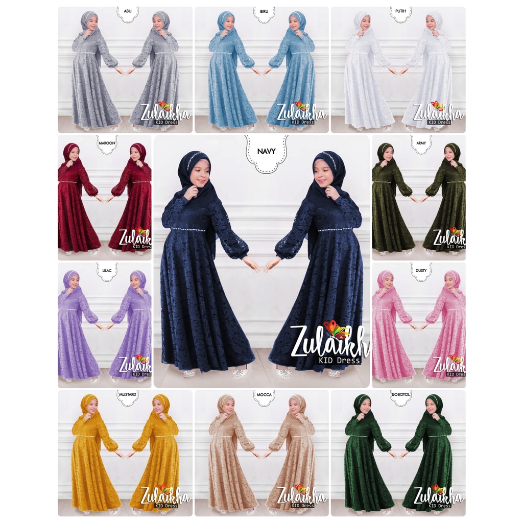 3 UKURAN S M L MAXY ZULAIKHA KID BRUKAT FASHION PAKAIAN MUSLIM ANAK PEREMPUAN JCHM