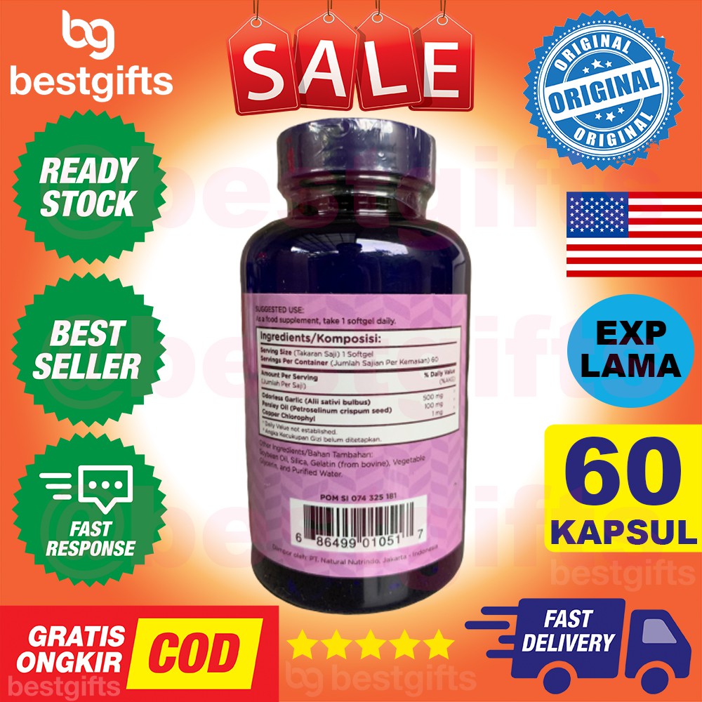 WELLNESS ODOURLESS ODORLESS GARLIC 500 MG HIPERTENSI IMUNITAS DIABETES KOLESTEROL RADANG 60 KAPSUL