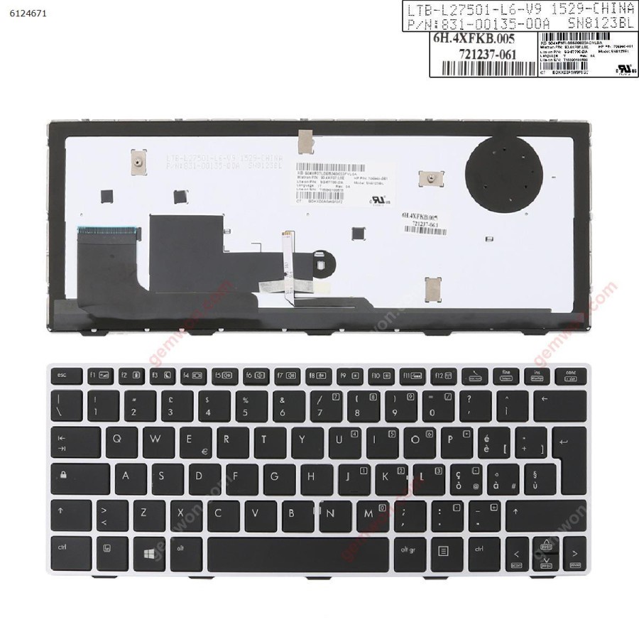 Keyboard HP EliteBook Revolve 810 G1 810 G2 810 G3 Backlight Silver