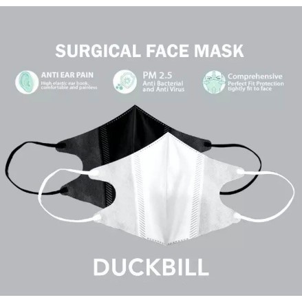 Masker Duckbill Garis Duckbil Hitam Putih Warna 1 Box isi 50pcs | Duck Bill Mask 1Box