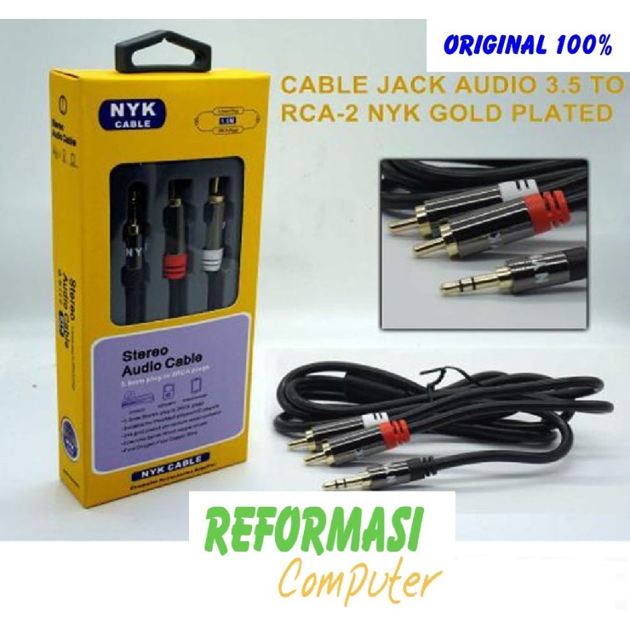 NYK Kabel Audio 3.5mm to 2x RCA Aux 3.5 mm