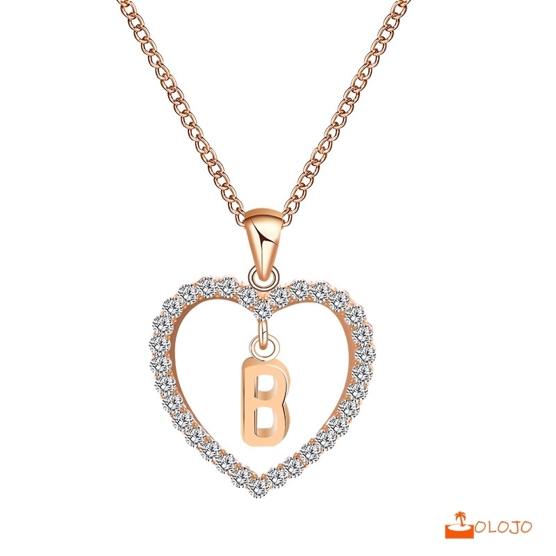 OLOJO   26 Huruf Kalung Kristal Titanium Anti Karat 18K Alfabet Liontin Letter Necklace