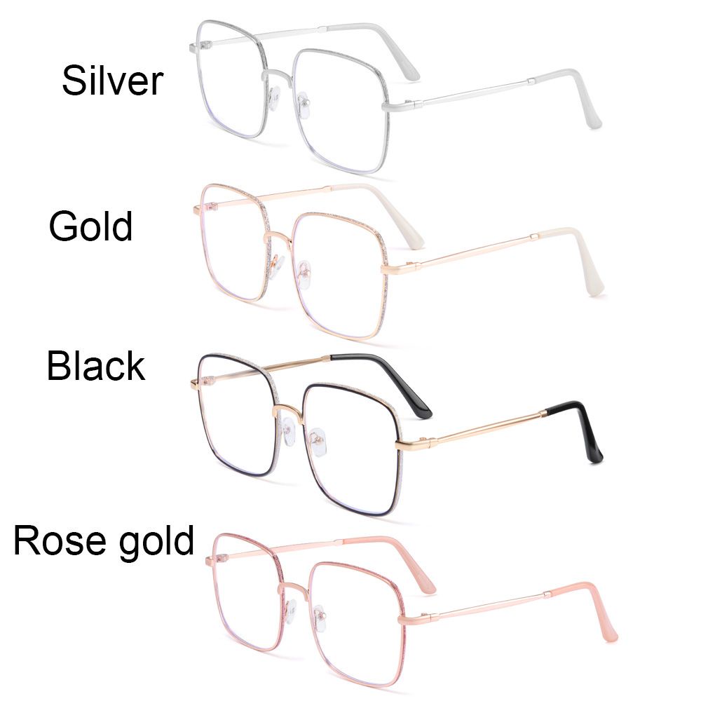 TOP Unisex Vintage Square Myopia Glasses Anti-fatigue Computer Goggles Oversized Eyeglasses Vision Care Women Fashion Anti-blue Radiation Protection Diamond Studded Eyewear/Multicolor