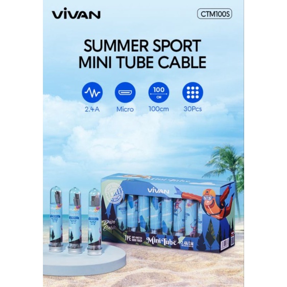 Vivan CTM100S Colorful Micro USB Tube Kabel Data Cable 30pcs CTM100