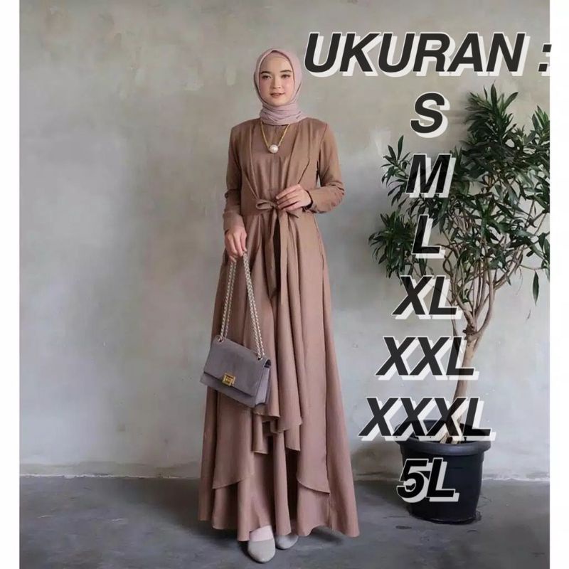 BAJU GAMIS JUMBO SYAR'I | ALUNA MAXI DRESS BIG SIZE UKURAN S M L XL XXL XXXL 5L LD110 LD120 LD130 LD