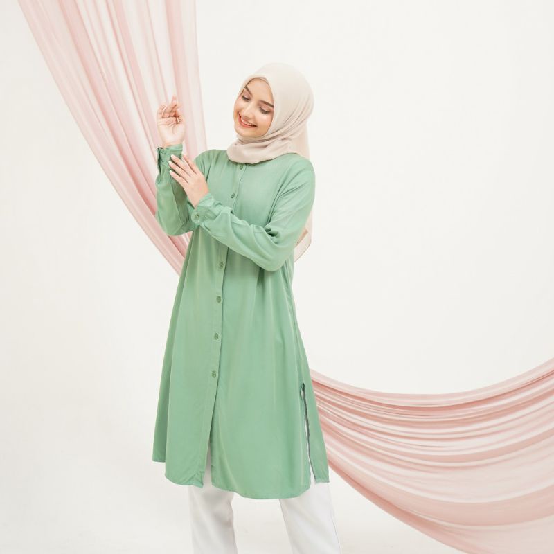 Tunik Polos Rayon/ Tunik Terbaru/ Tunik Kancing/ Tunik Busui