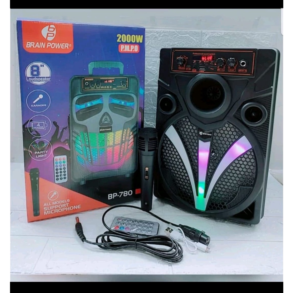 OD SPEAKER BLUETOOTH KARAOKE KIMISO 8 INCH QS-7801 LED PLUS MIC KARAOKE X-BASS//SPEAKER SALON AKTIF 