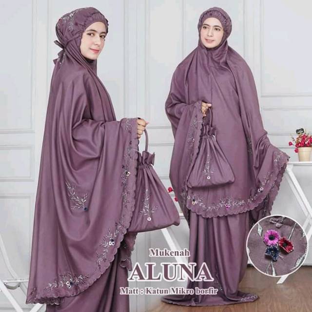 Mukena aluna / Bordir Manual / mukena dewasa / Ukuran Jumbo